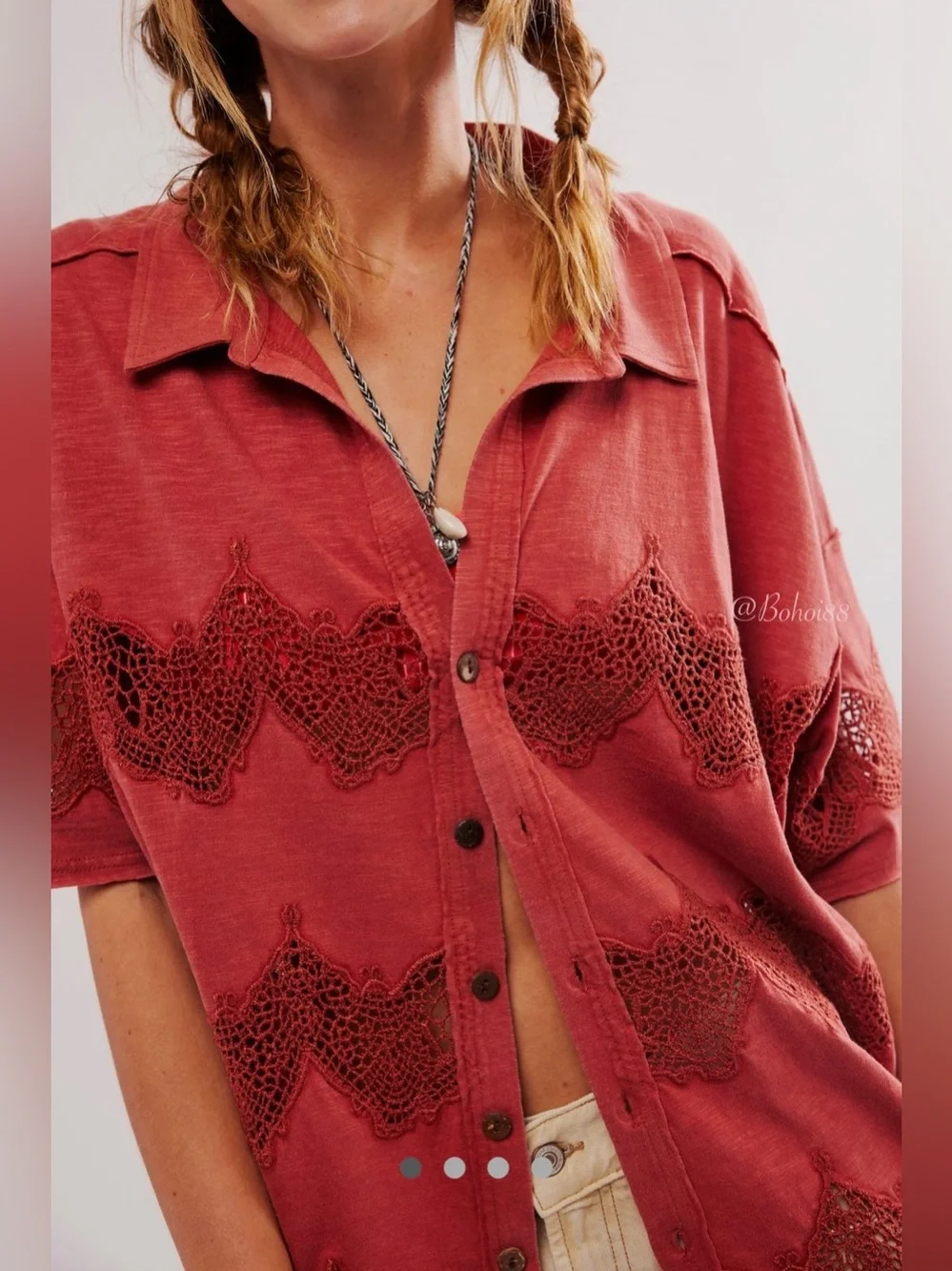 NWT Free People We The Free Luca Tee Button Down Top
